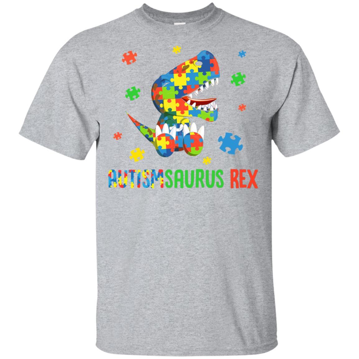 Autismsaurus Rex Autism Dinosaur T-Rex For Kids Youth-Youth Shirt-Youth T-Shirt-Sport Grey