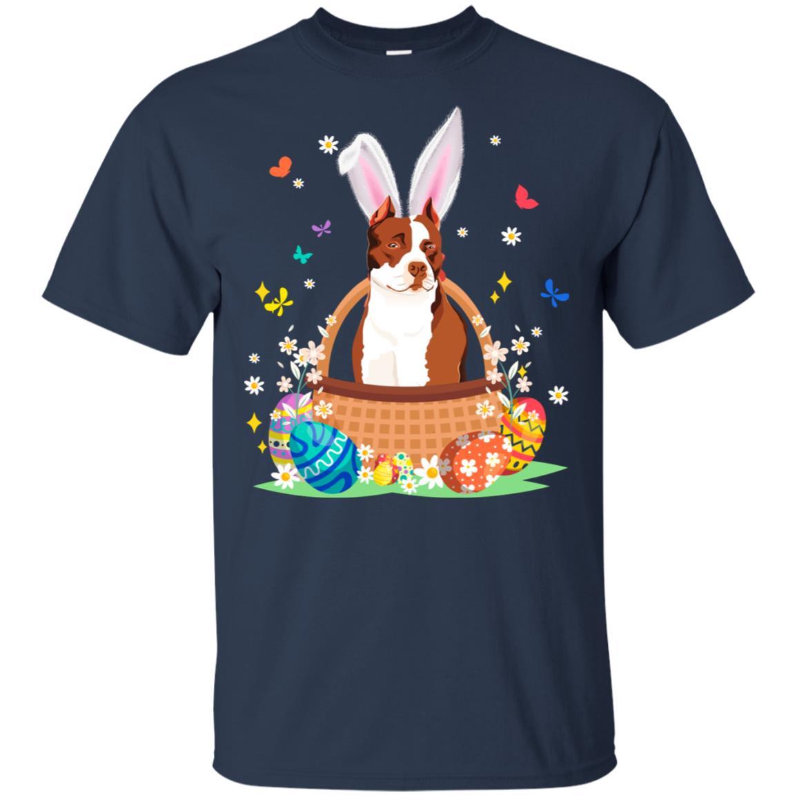 Pit bull Bunny Hat Rabbit Easter Eggs-T-Shirt & Hoodie-Classic T-Shirt-Navy