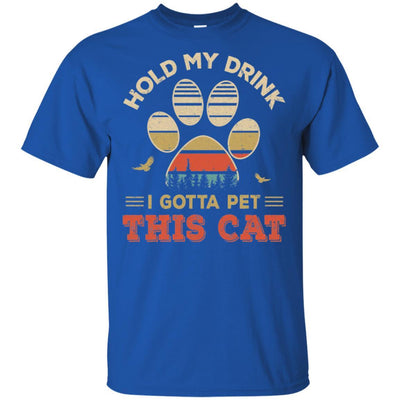 Vintage Hold My Drink I Gotta Pet This Cat Funny Lover-T-Shirt & Hoodie-Classic T-Shirt-Royal