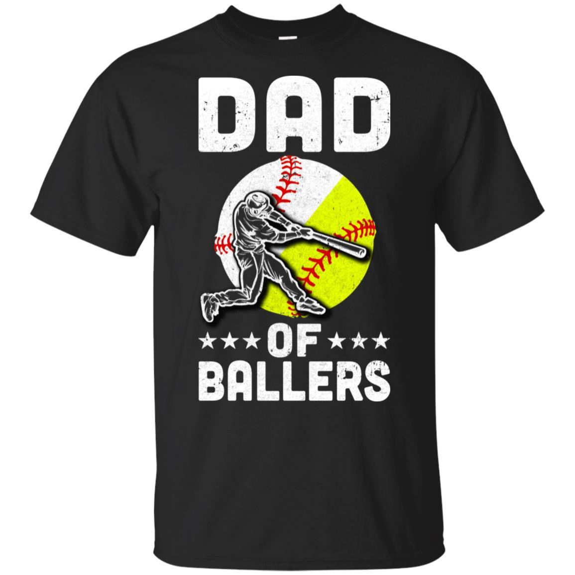 Dad Of Ballers Funny Dad Baseball Softball Fathers Day-T-Shirt & Hoodie-Classic T-Shirt-Black