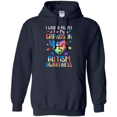 I Wear A Puzzle For My Grandson Autism Awareness-T-Shirt & Hoodie-Pullover Hoodie-Navy