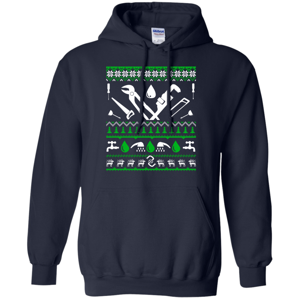 Plumber Christmas Sweater-T-Shirt & Hoodie-Pullover Hoodie-Navy