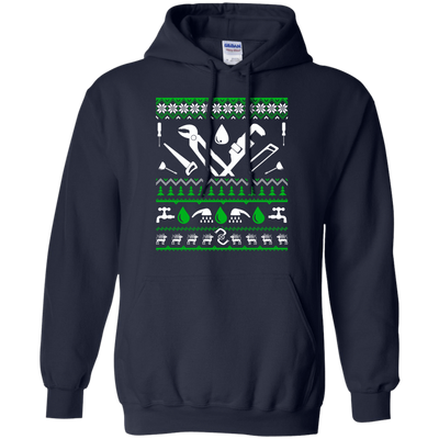 Plumber Christmas Sweater-T-Shirt & Hoodie-Pullover Hoodie-Navy