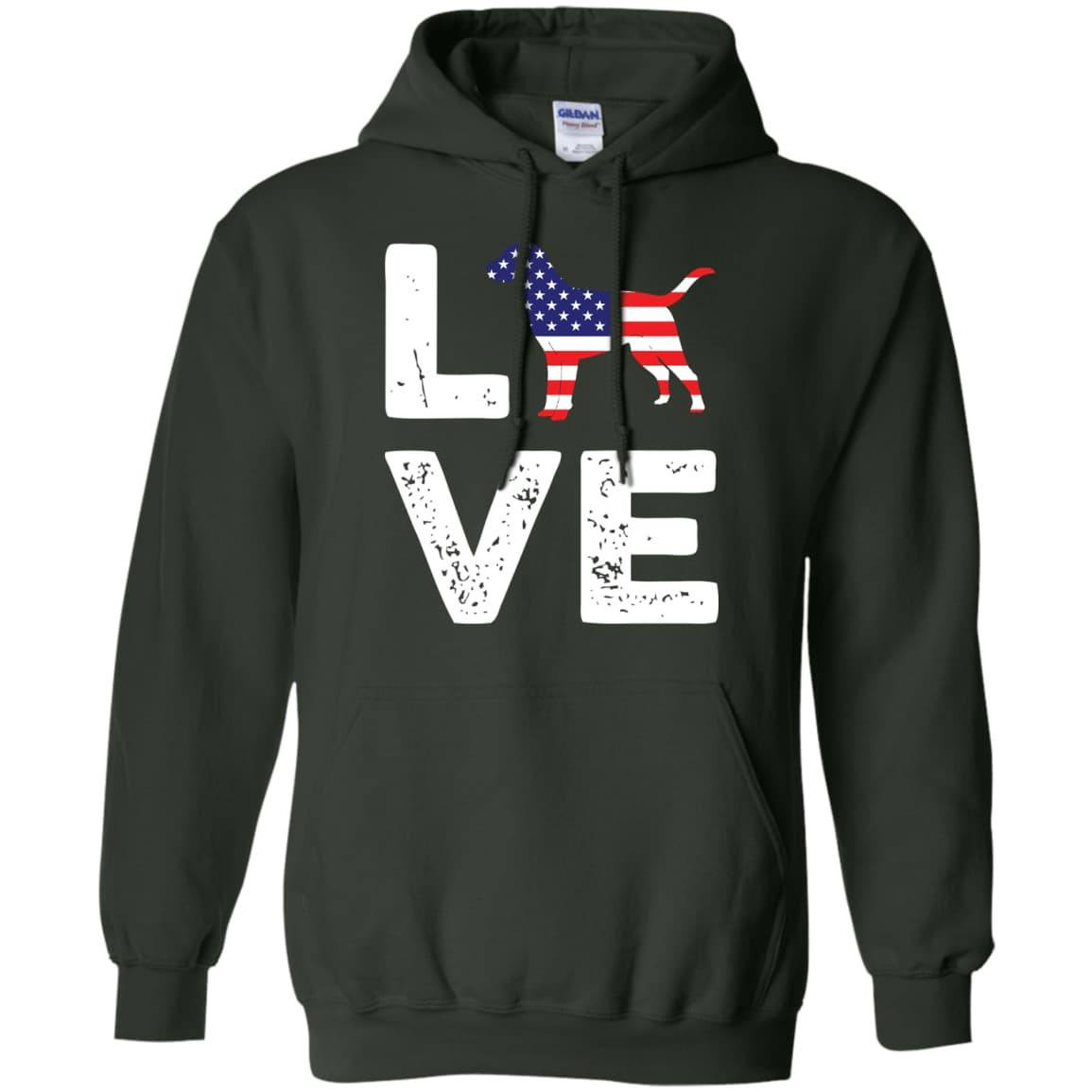 American Flag Dog Labrador Love-T-Shirt & Hoodie-Pullover Hoodie-Forest Green