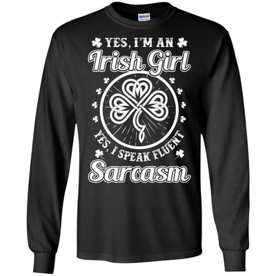 Funny I'm An Irish Girl St Patrick's Day-T-Shirt & Hoodie-Long Sleeve T-Shirt-Black