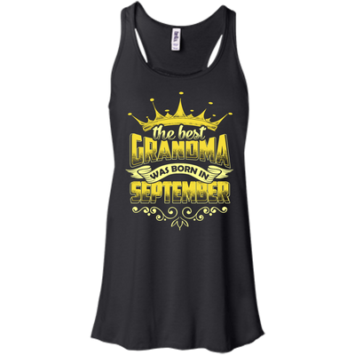 The Best Grandma Was Born In September-T-Shirt & Hoodie-Women's Flowy Racerback Tank-Black