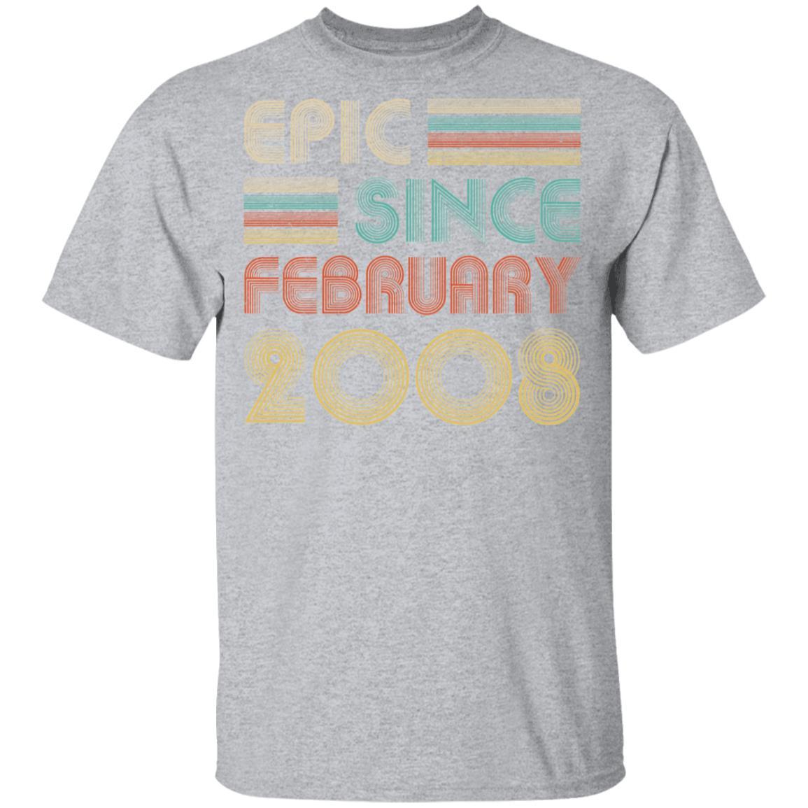 Epic Since February 2008 Vintage 13th Birthday Gifts Youth-Youth Shirt-Youth T-Shirt-Sport Grey