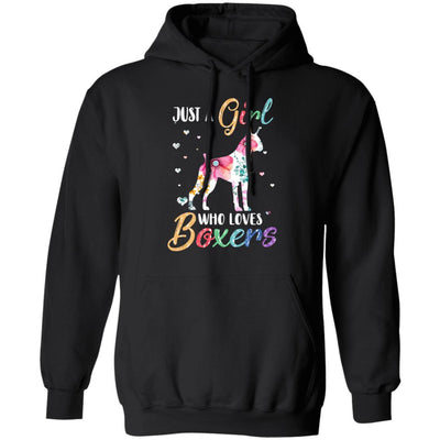 Just A Girl Who Loves Boxers Cute Boxer Lover-T-Shirt & Hoodie-Pullover Hoodie-Black