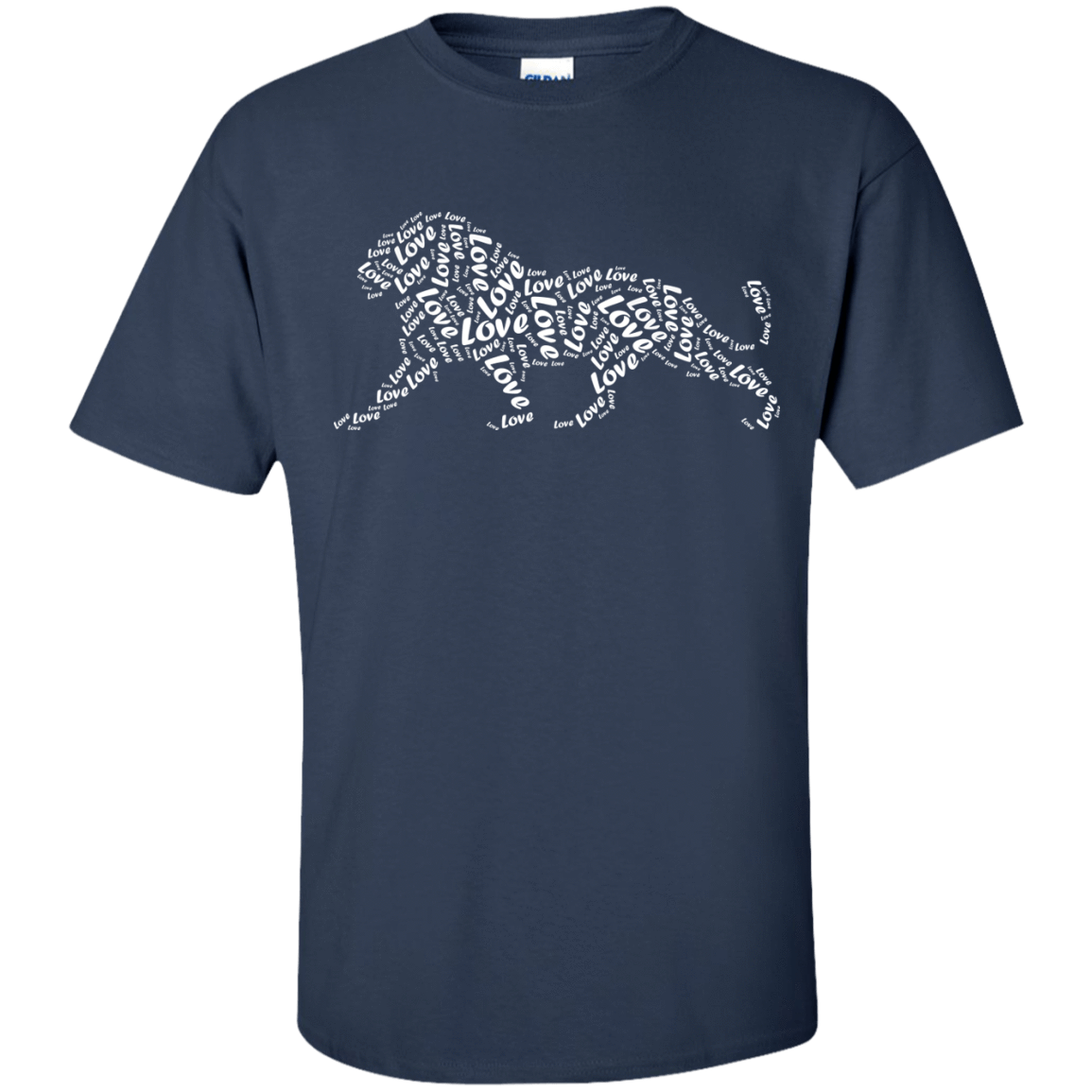 I Love Lion T-Shirt Word Graphic Tee-T-Shirt & Hoodie-Classic T-Shirt-Navy