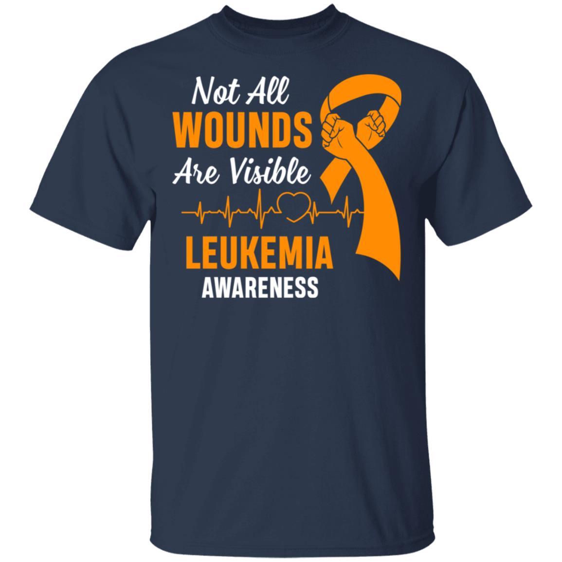 Leukemia Awareness Orange Not All Wounds Are Visible-T-Shirt & Hoodie-Classic T-Shirt-Navy