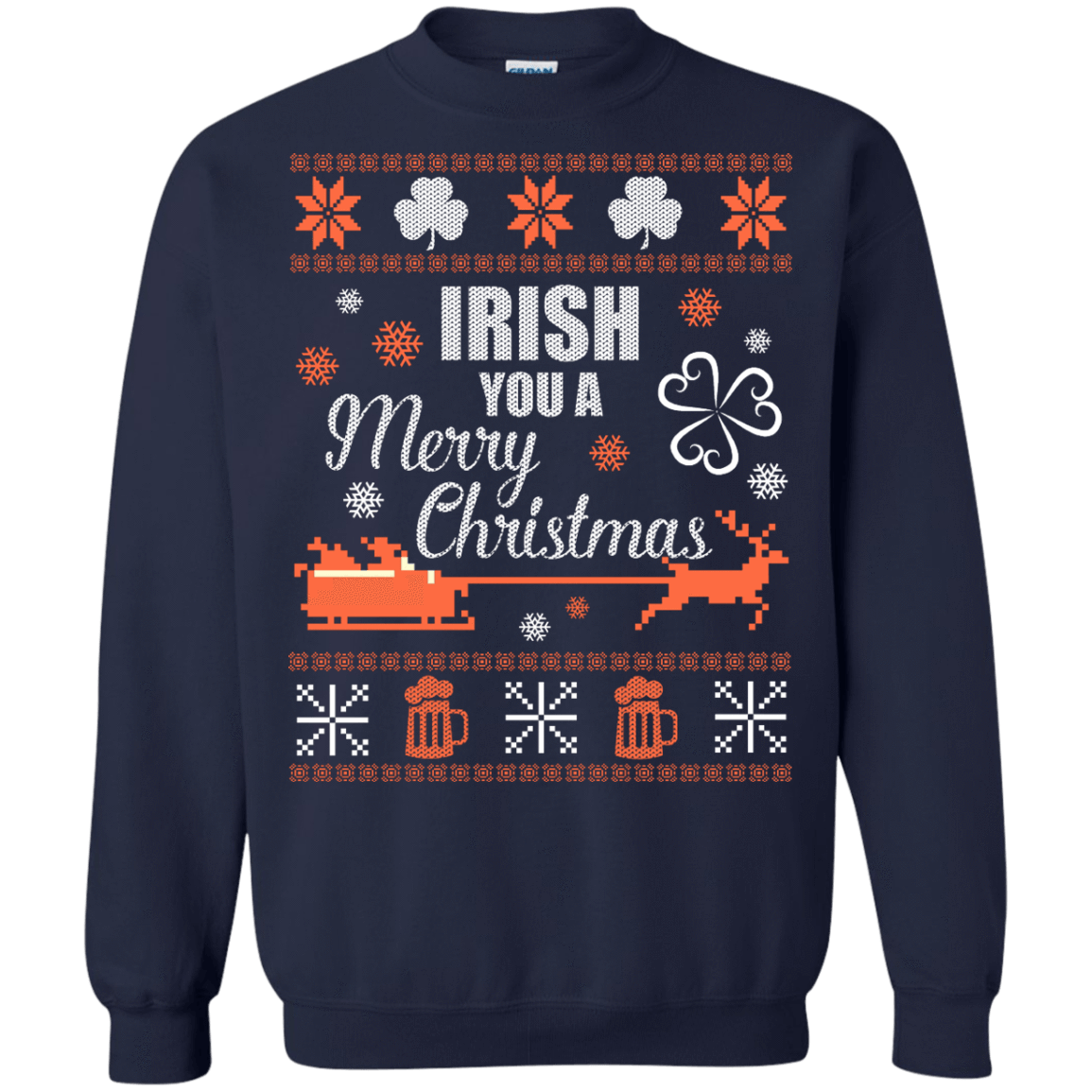 Irish You A Merry Chrristmas-T-Shirt & Hoodie-Crewneck Sweatshirt-Navy