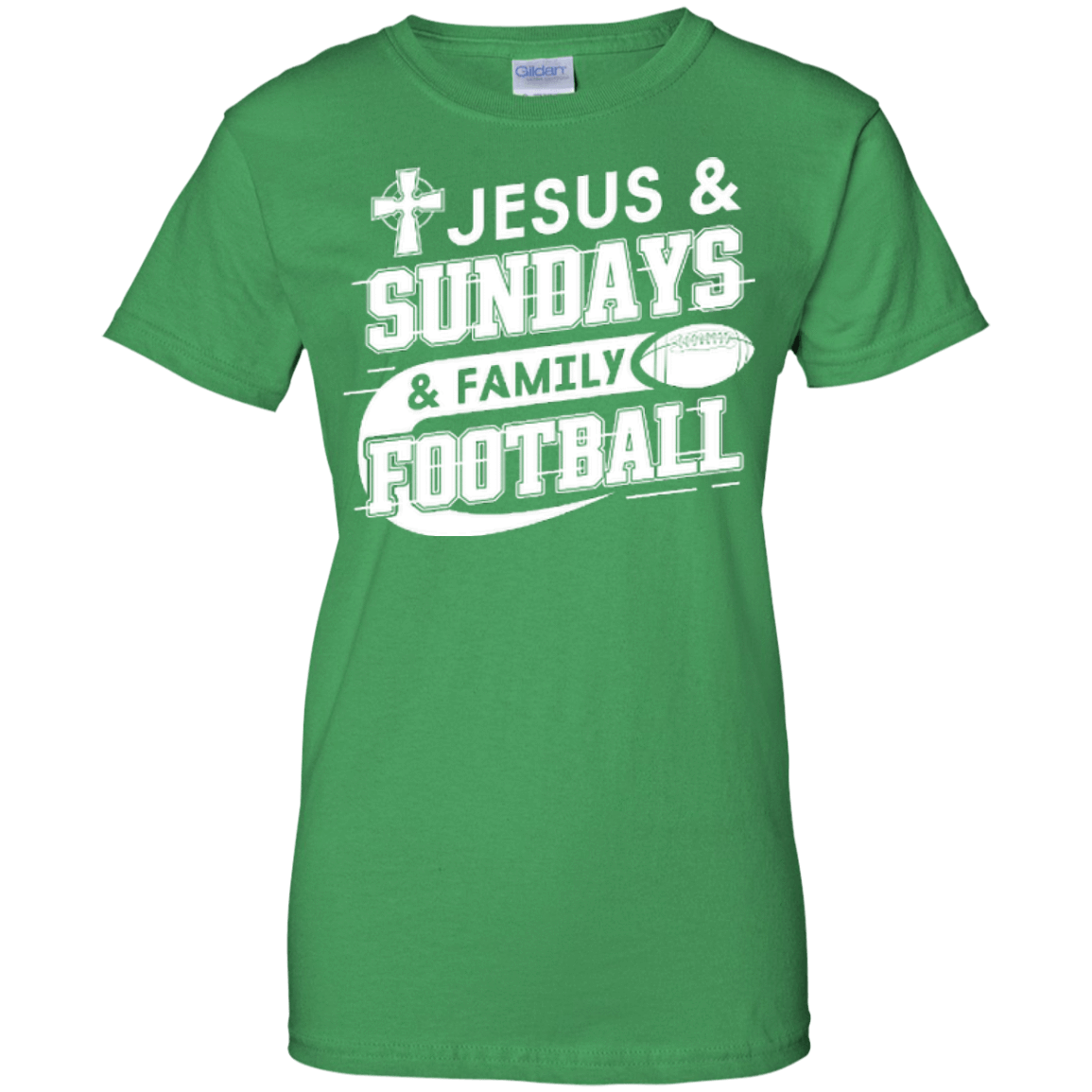 Jesus Sundays Family Football-T-Shirt & Hoodie-Women's T-Shirt-Irish Green