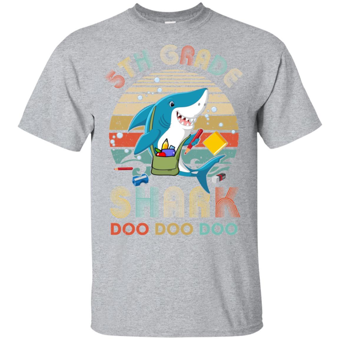 5th Grade Shark Doo Doo Doo Funny Back To School-T-Shirt & Hoodie-Classic T-Shirt-Sport Grey