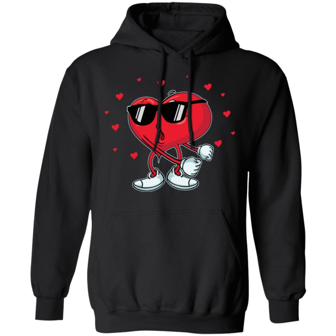Valentine's Day Heart Doing The Floss Dance-T-Shirt & Hoodie-Pullover Hoodie-Black