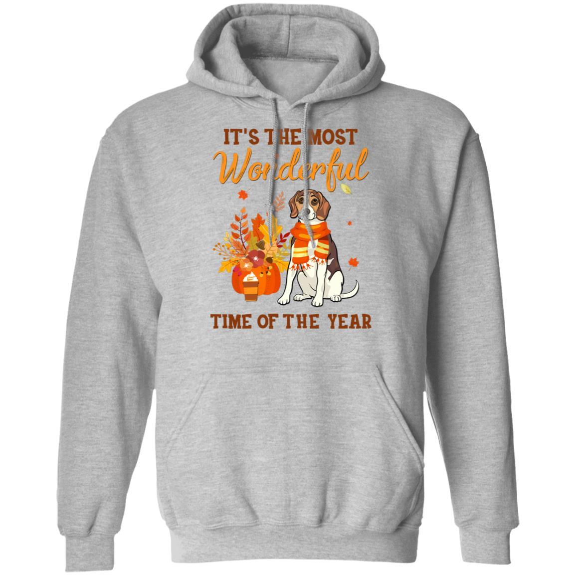 Beagle Autumn It's The Most Wonderful Time Of The Year-T-Shirt & Hoodie-Pullover Hoodie-Sport Grey