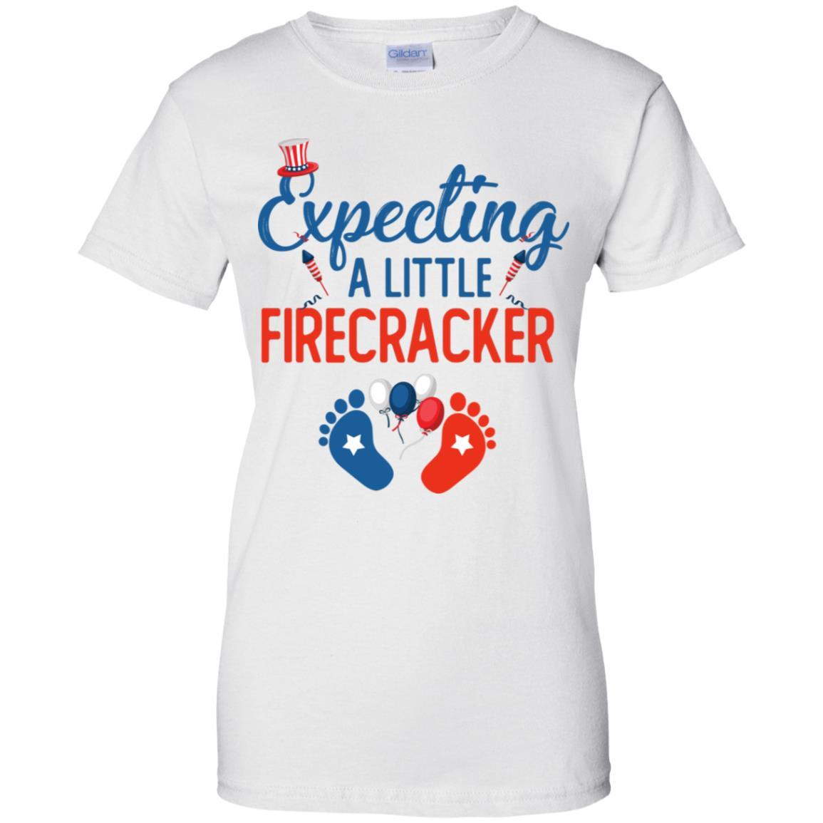 4Th Of July Pregnancy Announcement Baby Firecracker-T-Shirt & Tank Top-Women's T-Shirt-White