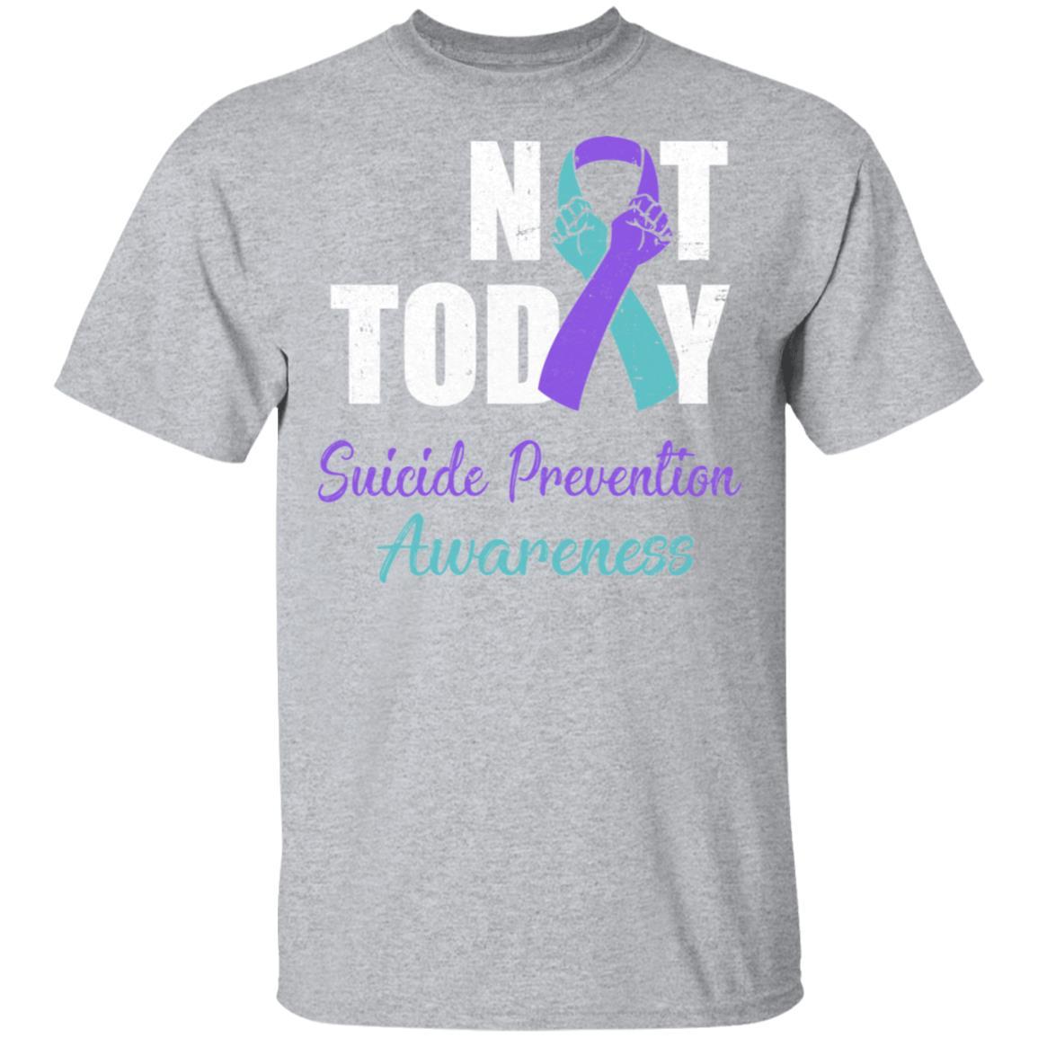 Suicide Prevention Awareness Purple Teal Ribbon Not Today-T-Shirt & Hoodie-Classic T-Shirt-Sport Grey