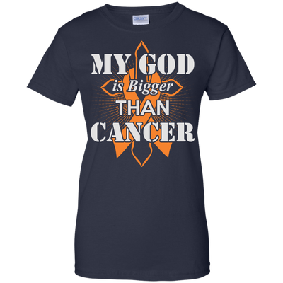 My God Is Bigger Than Cancer Orange Awareness Ribbon-T-Shirt & Hoodie-Women's T-Shirt-Navy