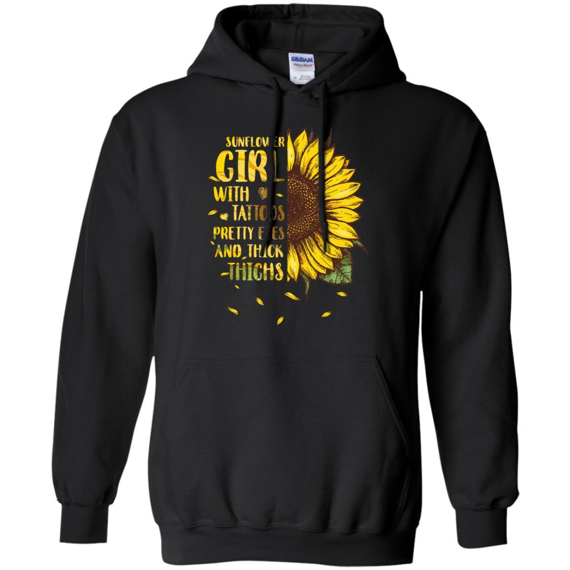 Sunflower Girl Tattoos Pretty Eyes Thick Thighs Tattoo-T-Shirt & Tank Top-Pullover Hoodie-Black