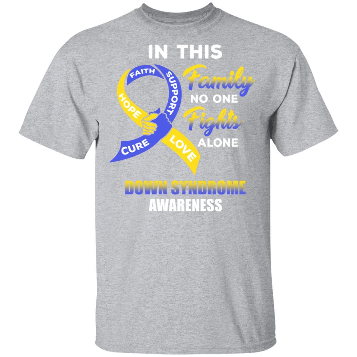 In This School No One Fights Down Syndrome Awareness Alone-T-Shirt & Hoodie-Classic T-Shirt-Sport Grey