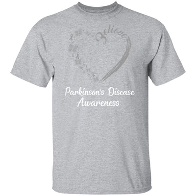 Butterfly Believe Parkinson's Disease Awareness Ribbon Gifts-T-Shirt & Hoodie-Classic T-Shirt-Sport Grey