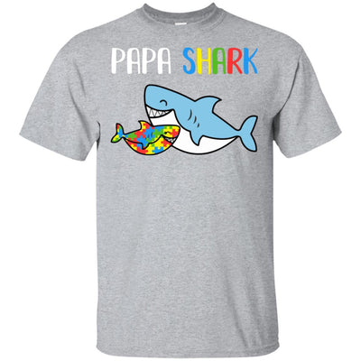 Papa Shark Support Autism Awareness For Grandchild-T-Shirt & Hoodie-Classic T-Shirt-Sport Grey