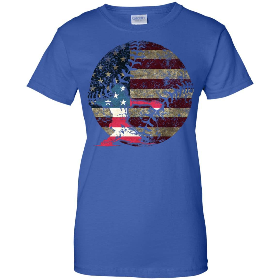 Catcher Baseball America Flag-T-Shirt & Hoodie-Women's T-Shirt-Royal