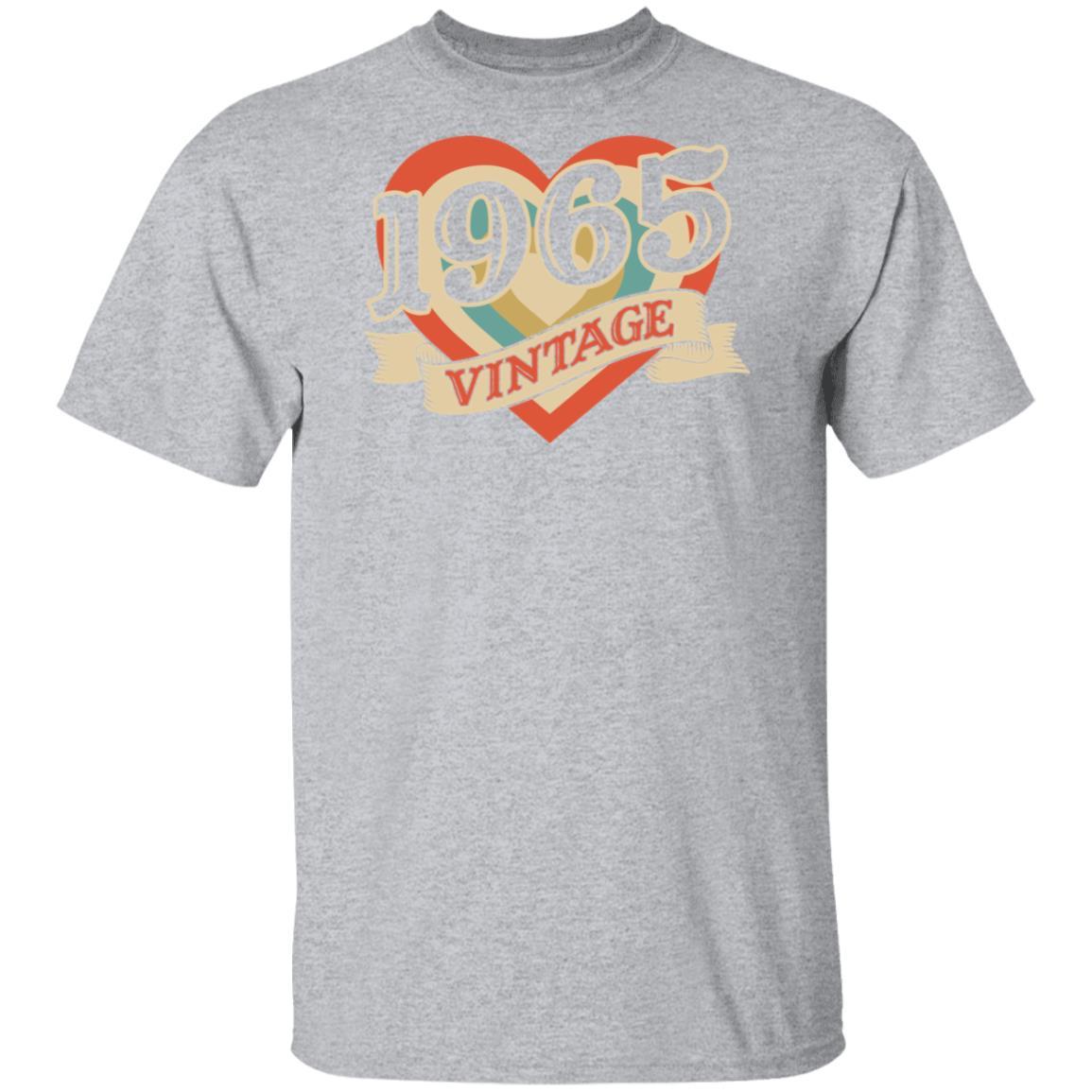 56th Birthday Gifts Classic Retro Heart Vintage 1965-T-Shirt & Tank Top-Classic T-Shirt-Sport Grey
