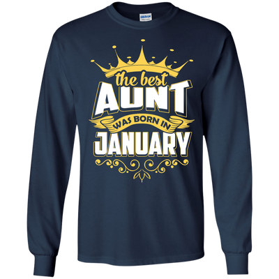 The Best Aunt Was Born In January-T-Shirt & Hoodie-Long Sleeve T-Shirt-Navy