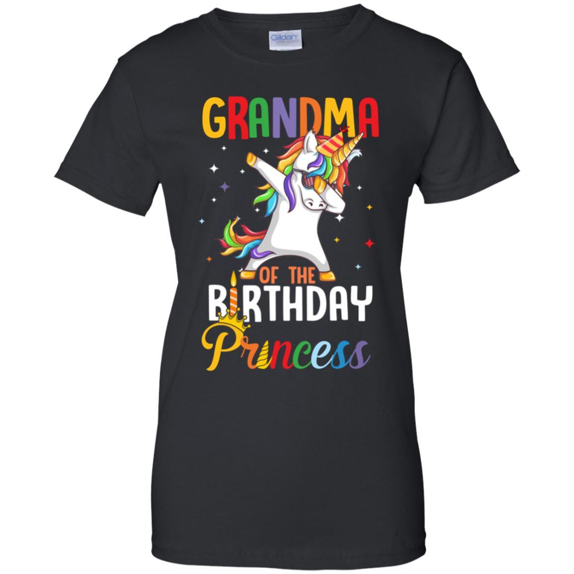 Grandma Of The Birthday Girl Dabbing Unicorn Party-T-Shirt & Hoodie-Women's T-Shirt-Black