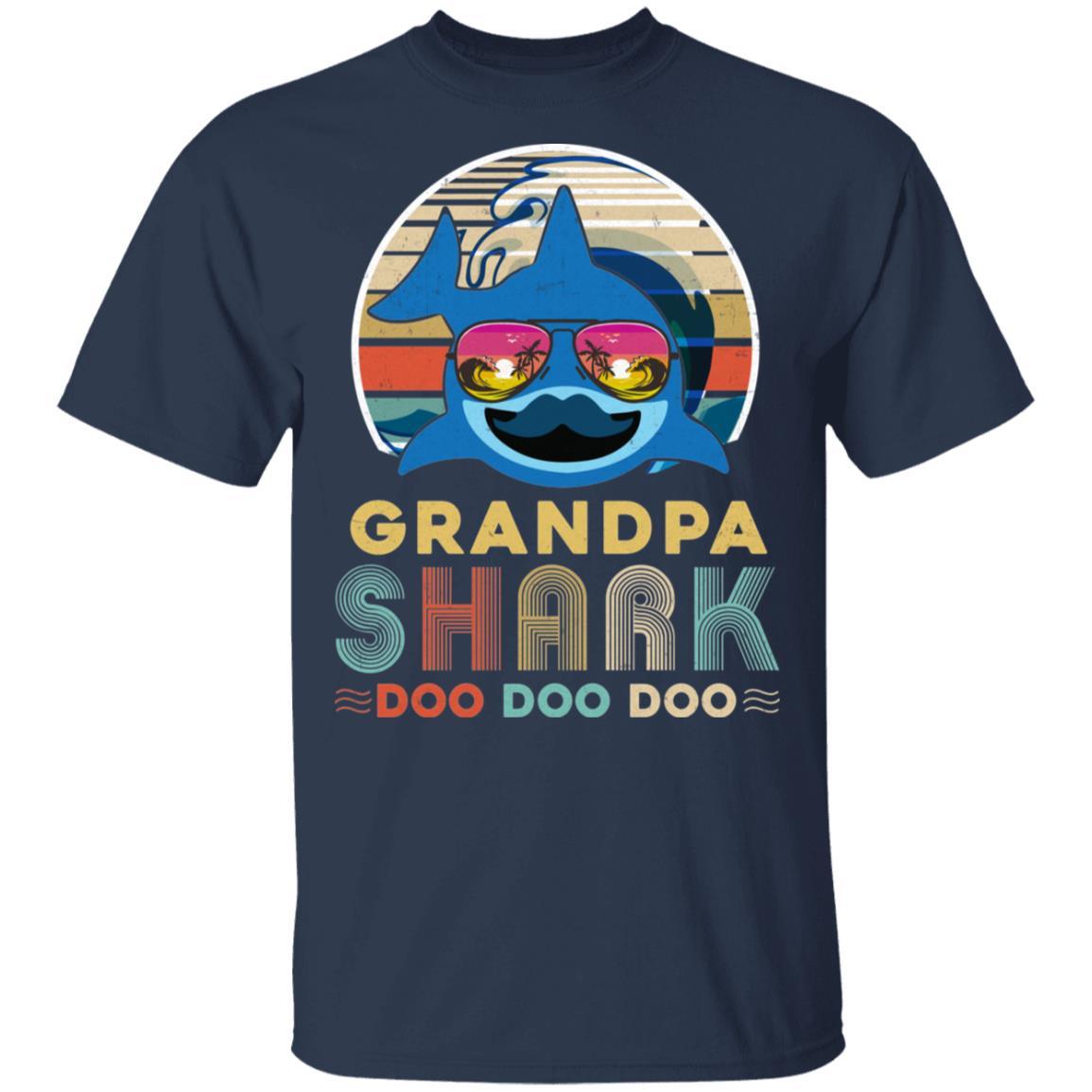 Retro Vintage Grandpa Shark Doo Doo Doo-T-Shirt & Hoodie-Classic T-Shirt-Navy