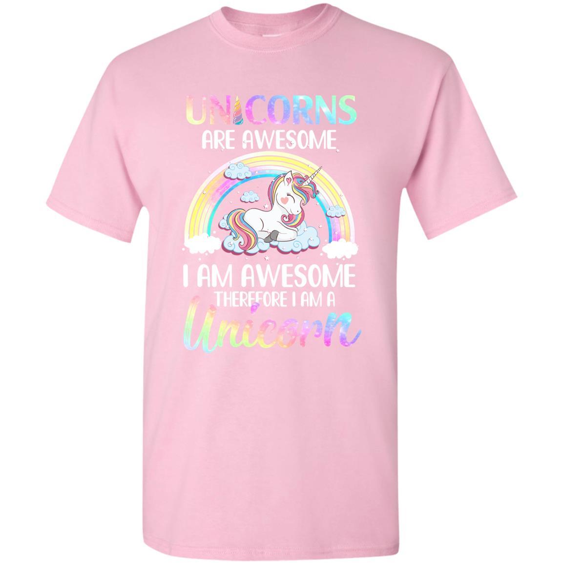 Unicorns Are Awesome I Am Awesome Therefore I Am A Unicorn Youth-Youth Shirt-Youth T-Shirt-Light Pink