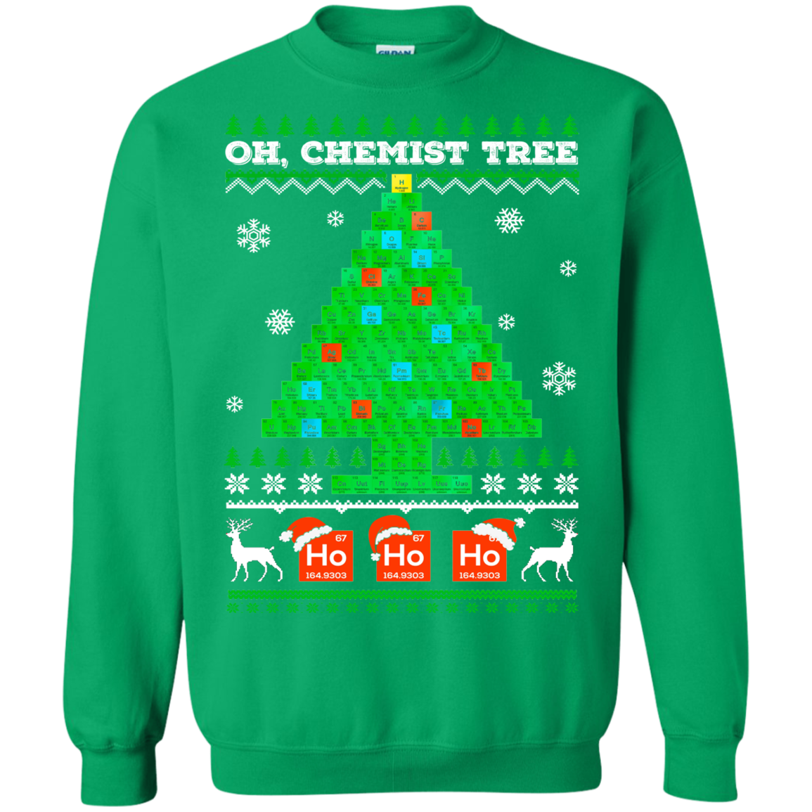 Oh Chemistry Tree Science Christmas Ugly Sweater-T-Shirt & Sweatshirt-Crewneck Sweatshirt-Irish Green
