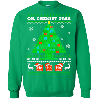 Oh Chemistry Tree Science Christmas Ugly Sweater-T-Shirt & Sweatshirt-Crewneck Sweatshirt-Irish Green