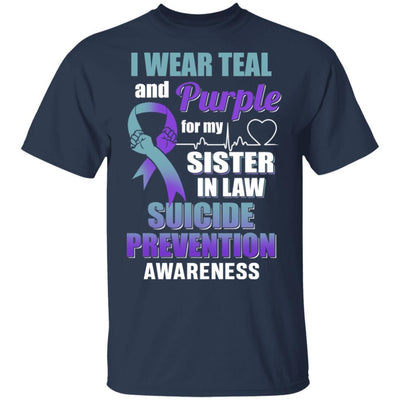 I Wear Teal And Purple For My Sister In Law Suicide Prevention-T-Shirt & Hoodie-Classic T-Shirt-Navy