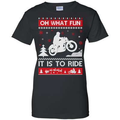 Motorcycle Sweater Christmas Oh What Fun It Is To Ride-T-Shirt & Hoodie-Women's T-Shirt-Black