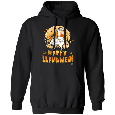 Happy Llamaween Funny Halloween Llama Costume Gift-T-Shirt & Hoodie-Pullover Hoodie-Black