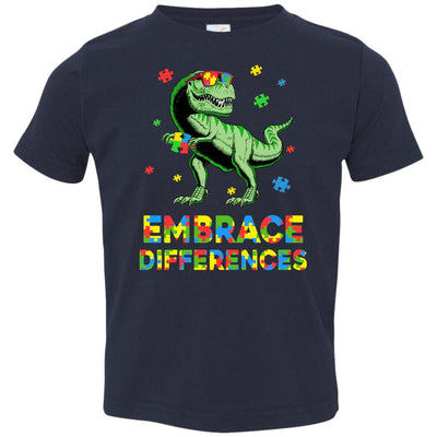 Dinosaur Puzzle Autism Awareness Embrace Differences Youth-Youth Shirt-Toddler T-Shirt-Navy