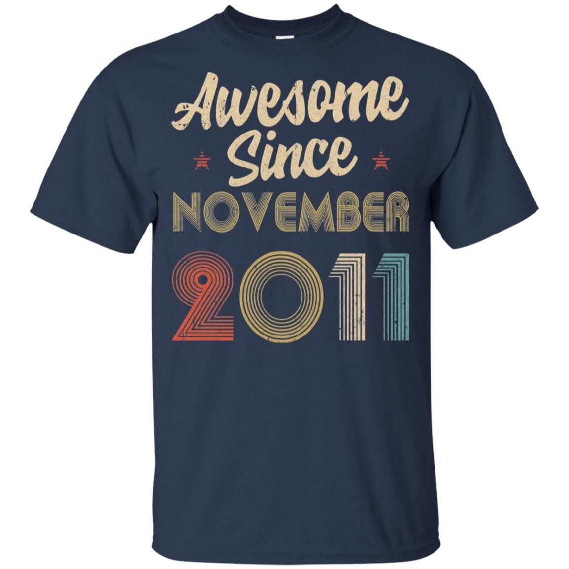 Awesome Since November 2011 Vintage 10th Birthday Gifts Youth-Youth Shirt-Youth T-Shirt-Navy