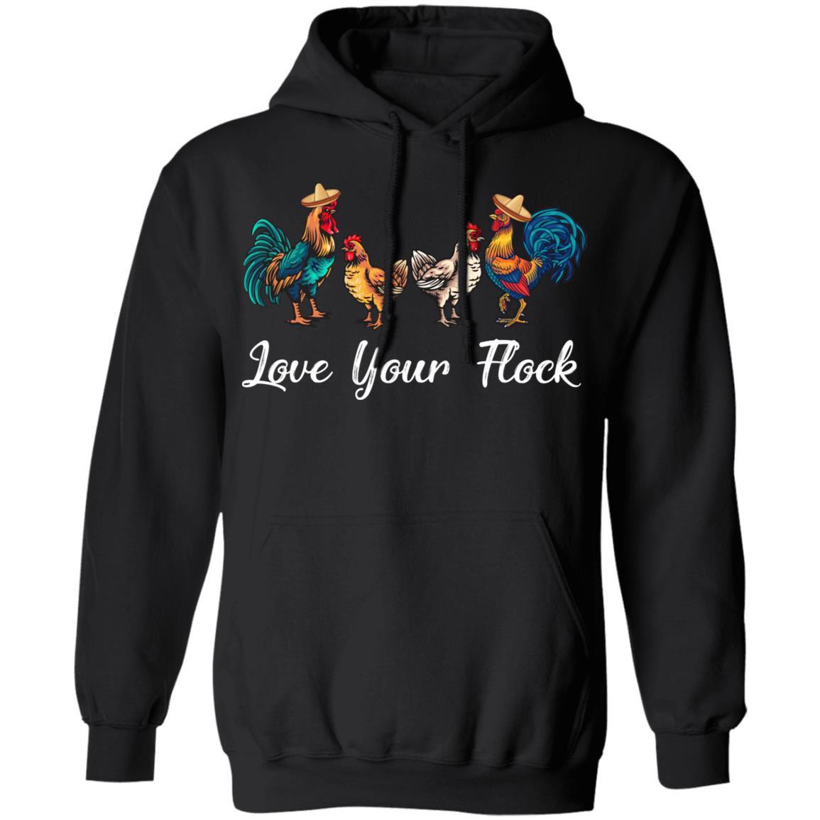 Love Your Flock Chicken Lover Funny Farmer-T-Shirt & Tank Top-Pullover Hoodie-Black