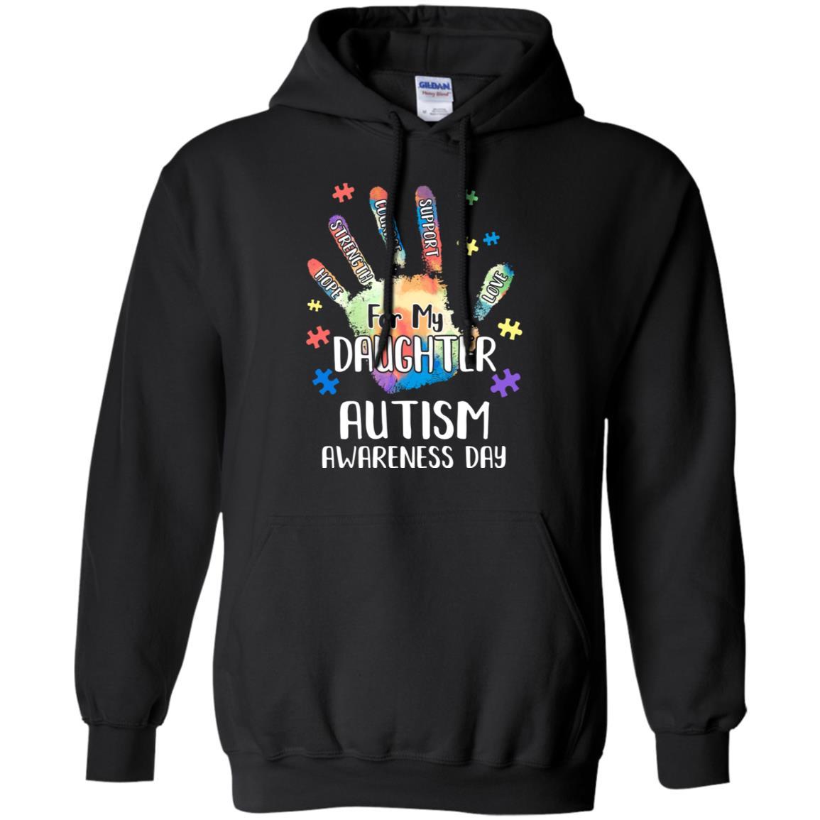 Support Autism Awareness For My Daughter Puzzle Gift-T-Shirt & Hoodie-Pullover Hoodie-Black
