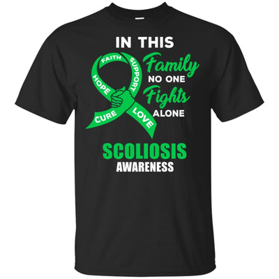 In This Family No One Fights Alone Scoliosis Awareness-T-Shirt & Hoodie-Classic T-Shirt-Black