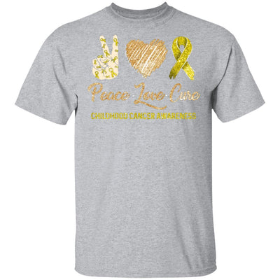 Peace Love Cure Childhood Cancer Awareness-T-Shirt & Hoodie-Classic T-Shirt-Sport Grey