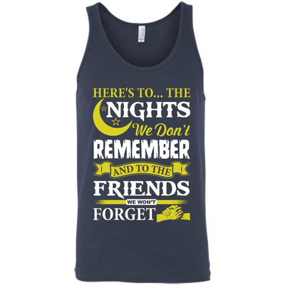 Here's To The Nights We Don't Remember T Shirt-T-Shirt & Hoodie-Unisex Tank-Navy