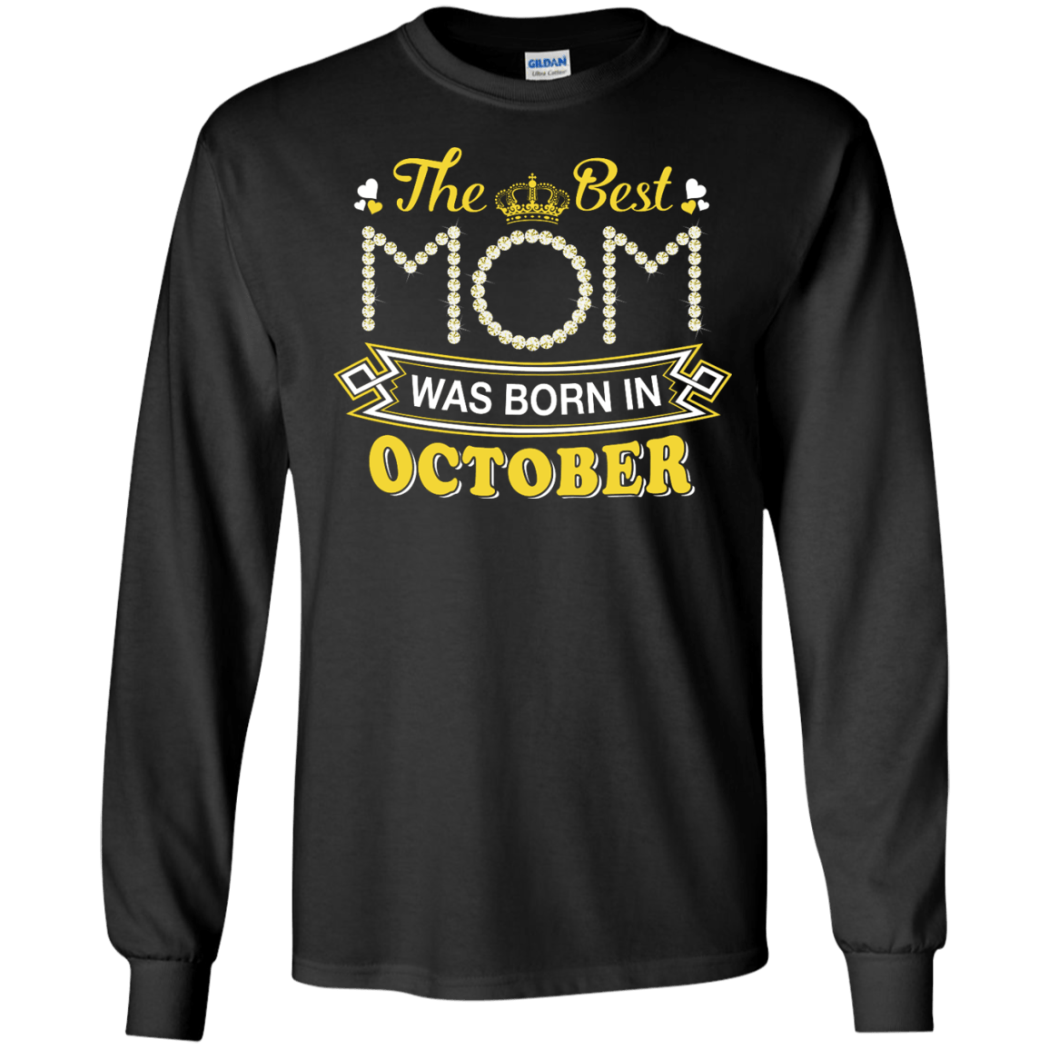 The Best Mom Was Born In October-T-Shirt & Hoodie-Long Sleeve T-Shirt-Black