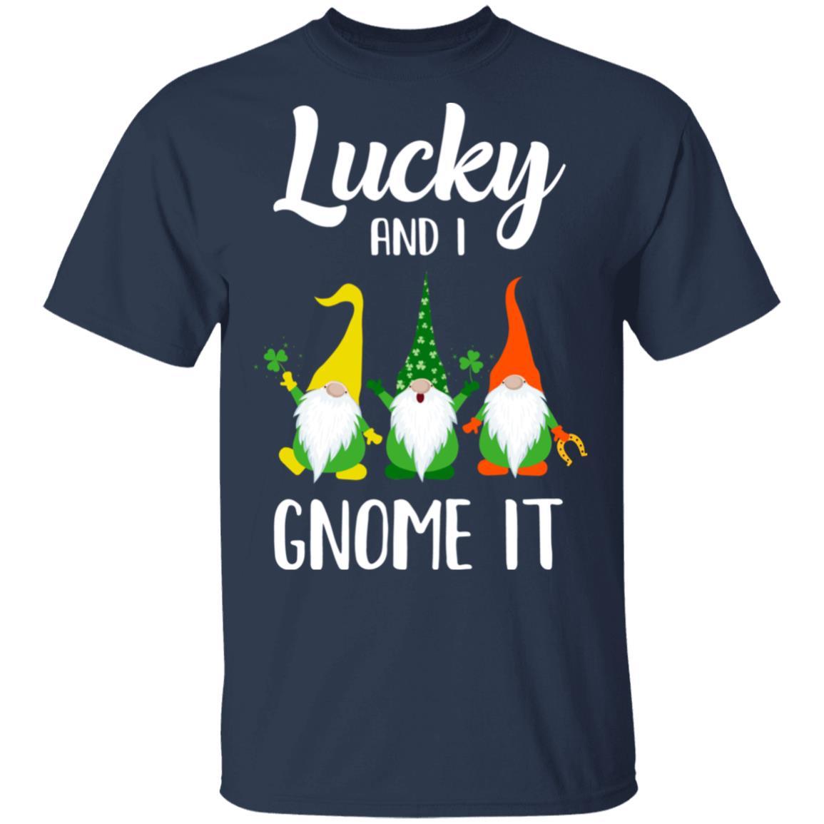 Lucky And I Gnome It Funny St. Patrick's Day Gnome-T-Shirt & Hoodie-Classic T-Shirt-Navy