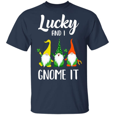 Lucky And I Gnome It Funny St. Patrick's Day Gnome-T-Shirt & Hoodie-Classic T-Shirt-Navy