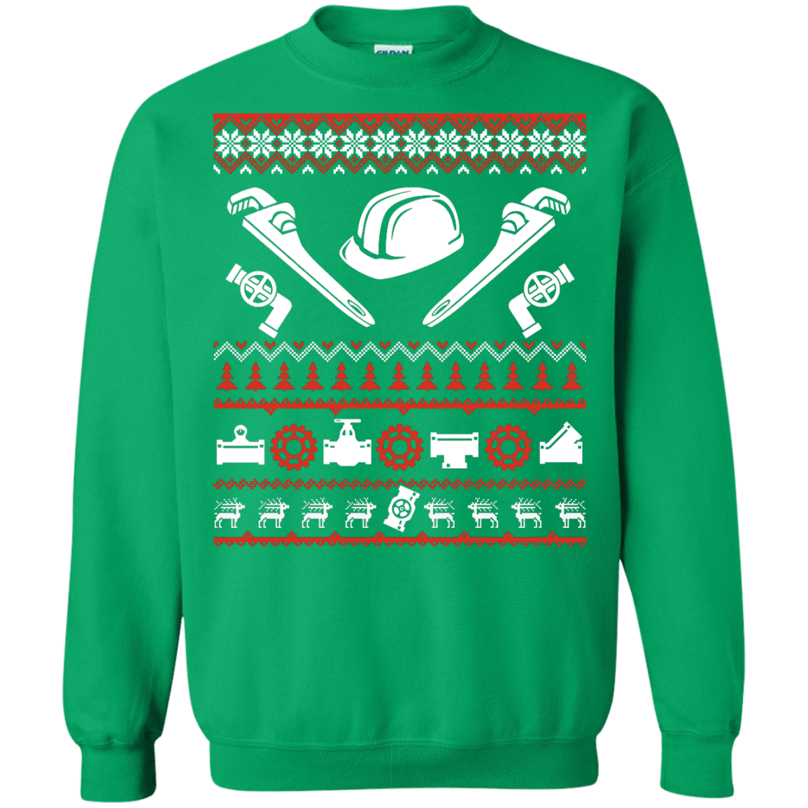 Pipefitter Christmas Sweater-T-Shirt & Hoodie-Crewneck Sweatshirt-Irish Green