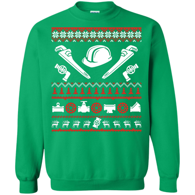Pipefitter Christmas Sweater-T-Shirt & Hoodie-Crewneck Sweatshirt-Irish Green