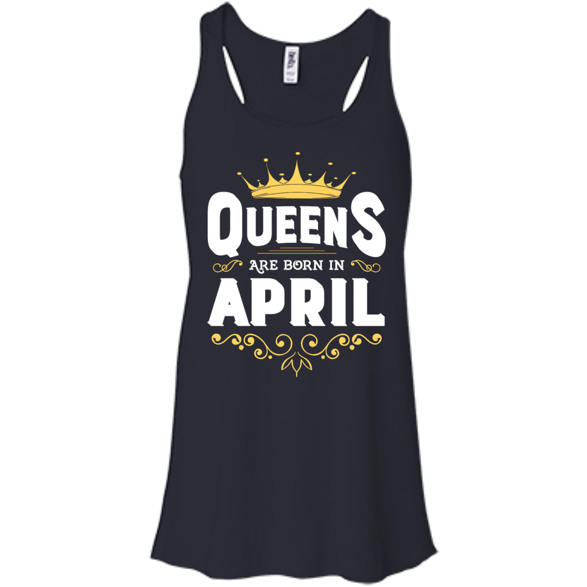 Queens Are Born In April-T-Shirt & Hoodie-Women's Flowy Racerback Tank-Midnight